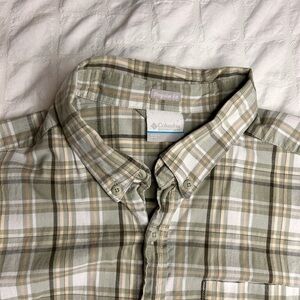 Columbia Men's Olive Plaid Button Down Shirt